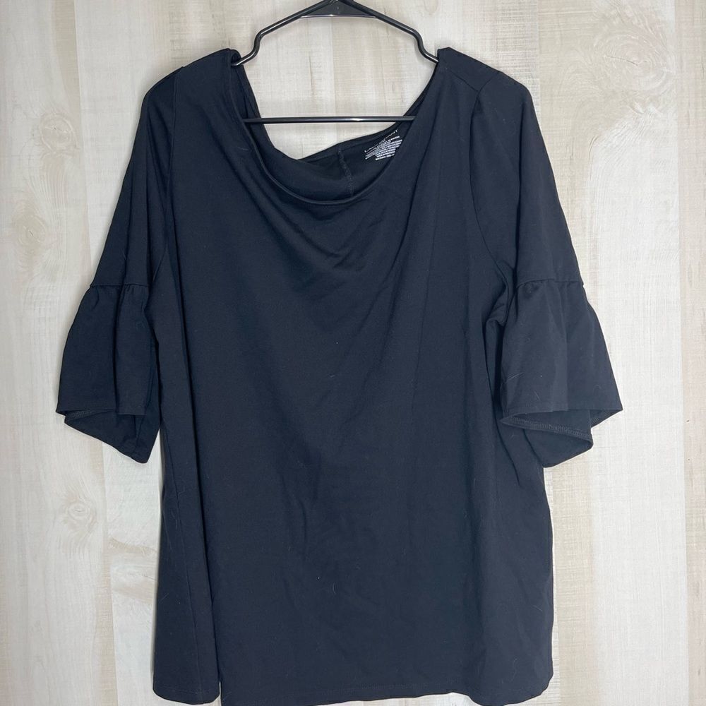 Lane Bryant black pullover short ruffle sleeve top, size 18/20